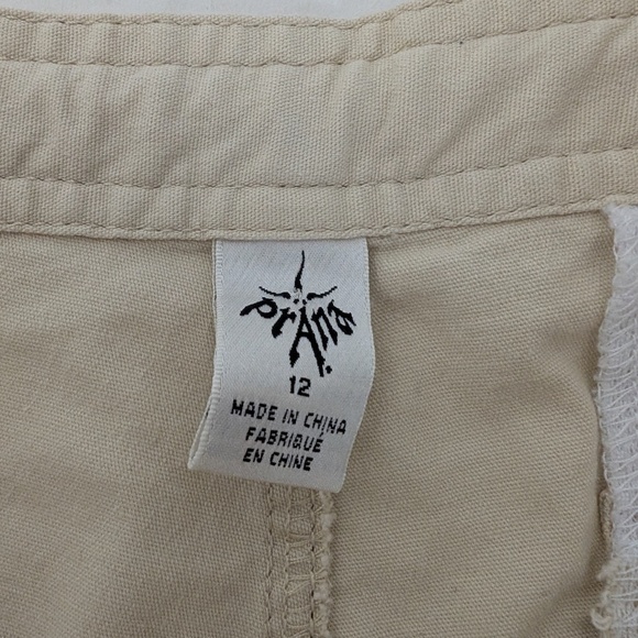 Prana Cream Cargo Capri's Beige Short Ties Pockets Short Baggy Beige Offwhite - Picture 6 of 9